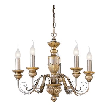 Ideal Lux - Luster na lancu FIRENZE 5xE14/40W/230V pr. 55 cm zlatna