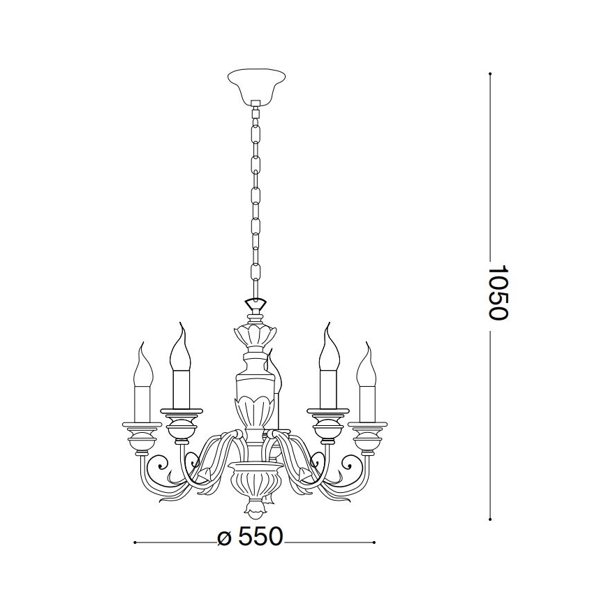 Ideal Lux - Luster na lancu FIRENZE 5xE14/40W/230V pr. 55 cm zlatna