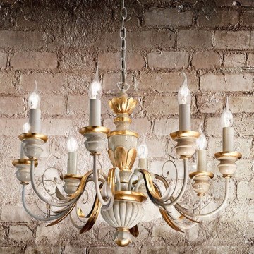 Ideal Lux - Luster na lancu FIRENZE 8xE14/40W/230V pr. 64 cm bela/zlatna