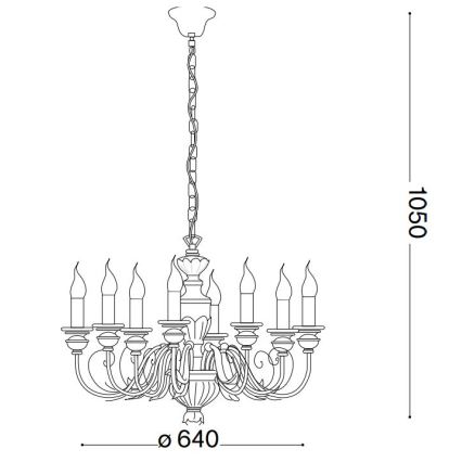 Ideal Lux - Luster na lancu FIRENZE 8xE14/40W/230V pr. 64 cm bela/zlatna