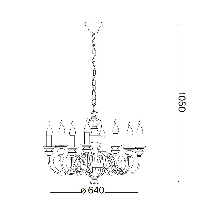 Ideal Lux - Luster na lancu FIRENZE 8xE14/40W/230V pr. 64 cm bela/zlatna