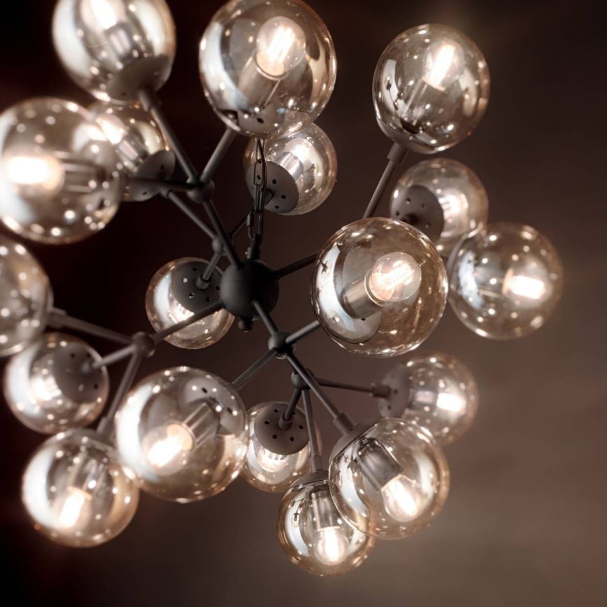 Ideal Lux - Luster na lancu KEPLER 18xE27/42W/230V pr. 69 cm crno/dimno