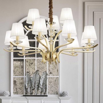 Ideal Lux - Luster na lancu PEGASO 12xE14/28W/230V pr. 102 cm zlatna