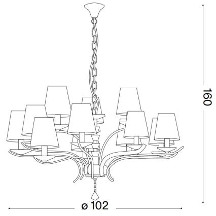 Ideal Lux - Luster na lancu PEGASO 12xE14/28W/230V pr. 102 cm zlatna