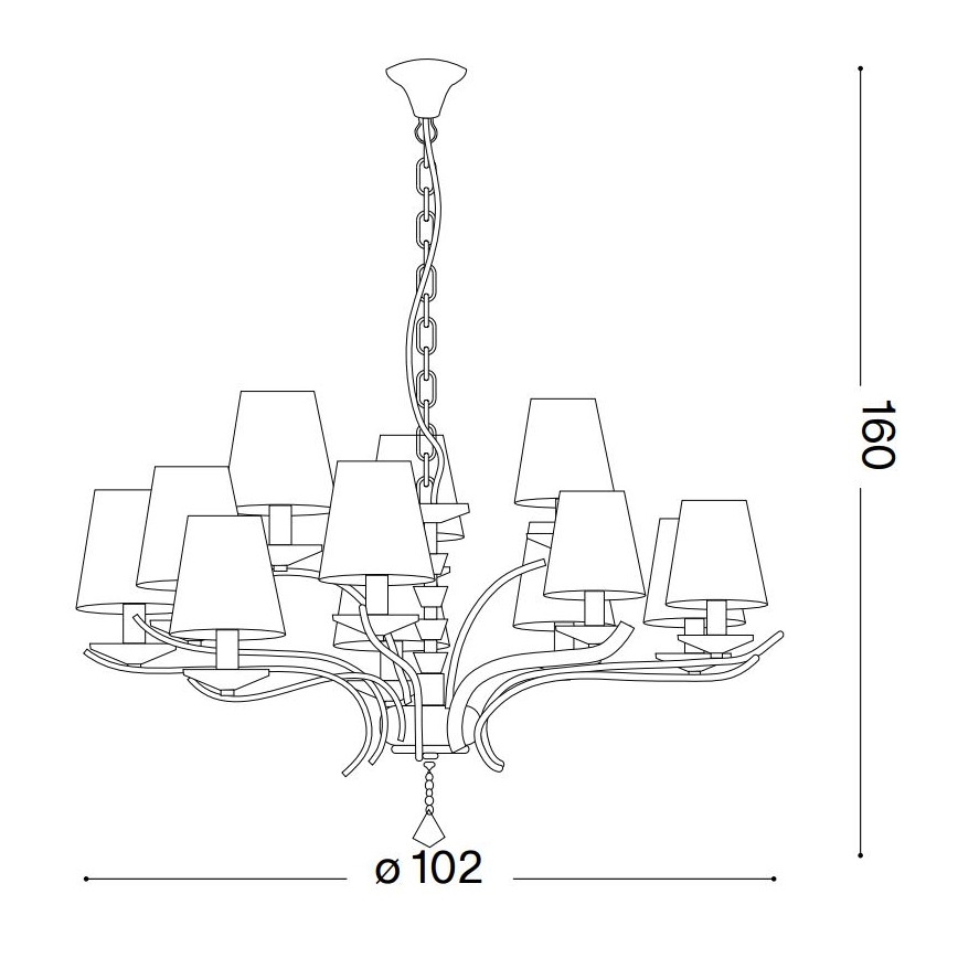 Ideal Lux - Luster na lancu PEGASO 12xE14/28W/230V pr. 102 cm zlatna