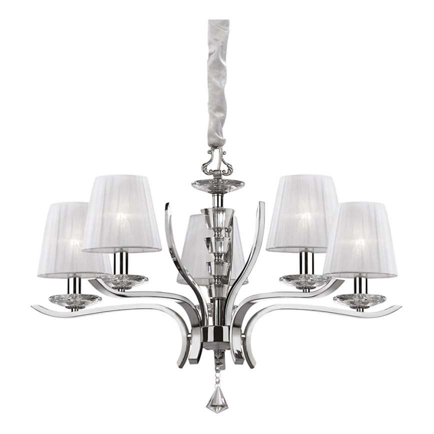 Ideal Lux - Luster na lancu PEGASO 5xE14/28W/230V pr. 72 cm sjajni krom