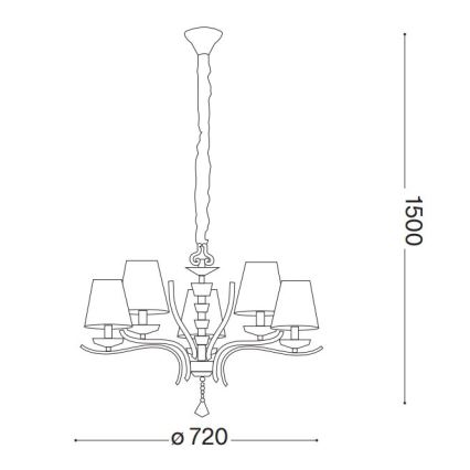 Ideal Lux - Luster na lancu PEGASO 5xE14/28W/230V pr. 72 cm zlatna