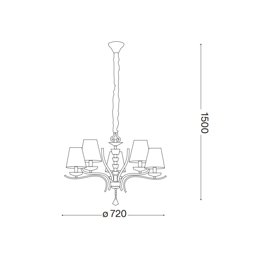 Ideal Lux - Luster na lancu PEGASO 5xE14/28W/230V pr. 72 cm zlatna