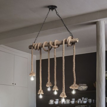 Ideal Lux - Luster na sajli CANAPA 6xE27/15W/230V braon