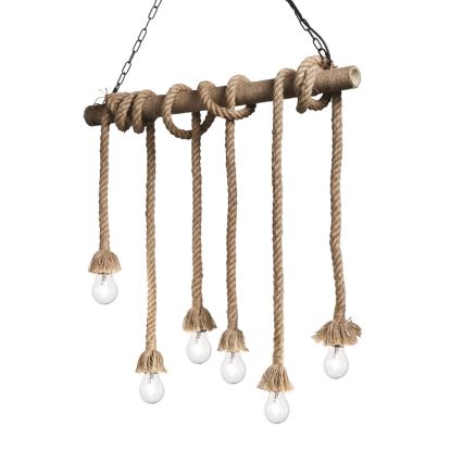 Ideal Lux - Luster na sajli CANAPA 6xE27/15W/230V braon
