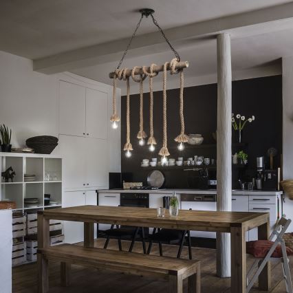Ideal Lux - Luster na sajli CANAPA 6xE27/15W/230V braon