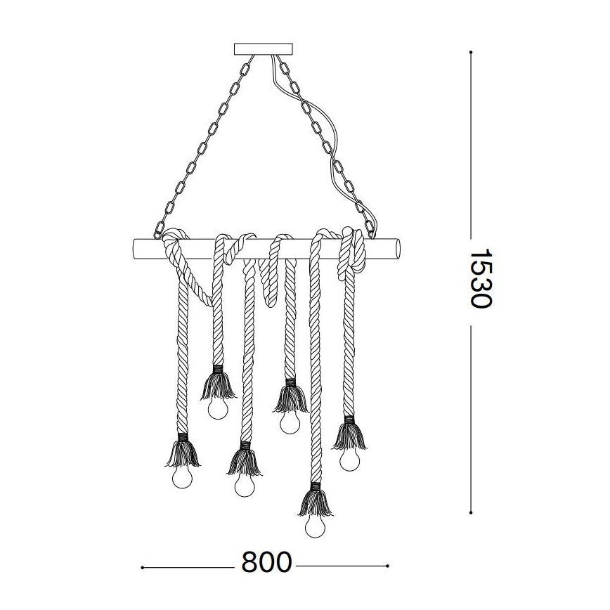 Ideal Lux - Luster na sajli CANAPA 6xE27/15W/230V braon