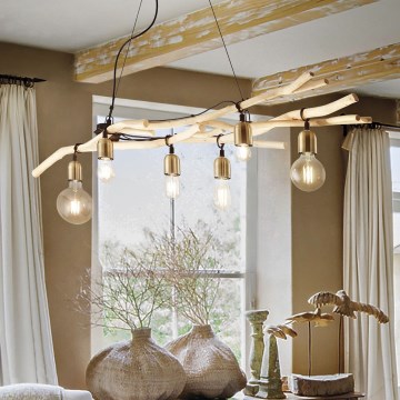Ideal Lux - Luster na sajli DRIFTWOOD 6xE27/60W/230V guava