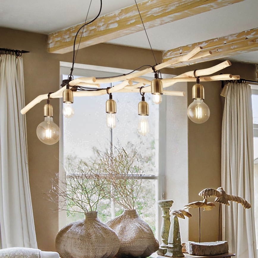 Ideal Lux - Luster na sajli DRIFTWOOD 6xE27/60W/230V guava