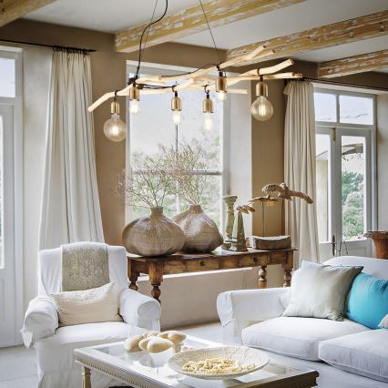 Ideal Lux - Luster na sajli DRIFTWOOD 6xE27/60W/230V guava