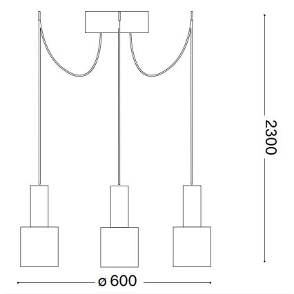 Ideal Lux - Luster na sajli HOLLY 3xE27/60W/230V pauk crno