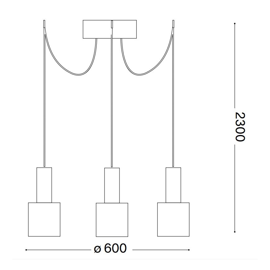 Ideal Lux - Luster na sajli HOLLY 3xE27/60W/230V pauk crno