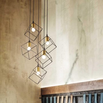 Ideal Lux - Luster na sajli ICE 5xE27/60W/230V pr. 50 cm crno