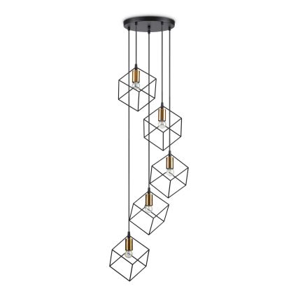 Ideal Lux - Luster na sajli ICE 5xE27/60W/230V pr. 50 cm crno