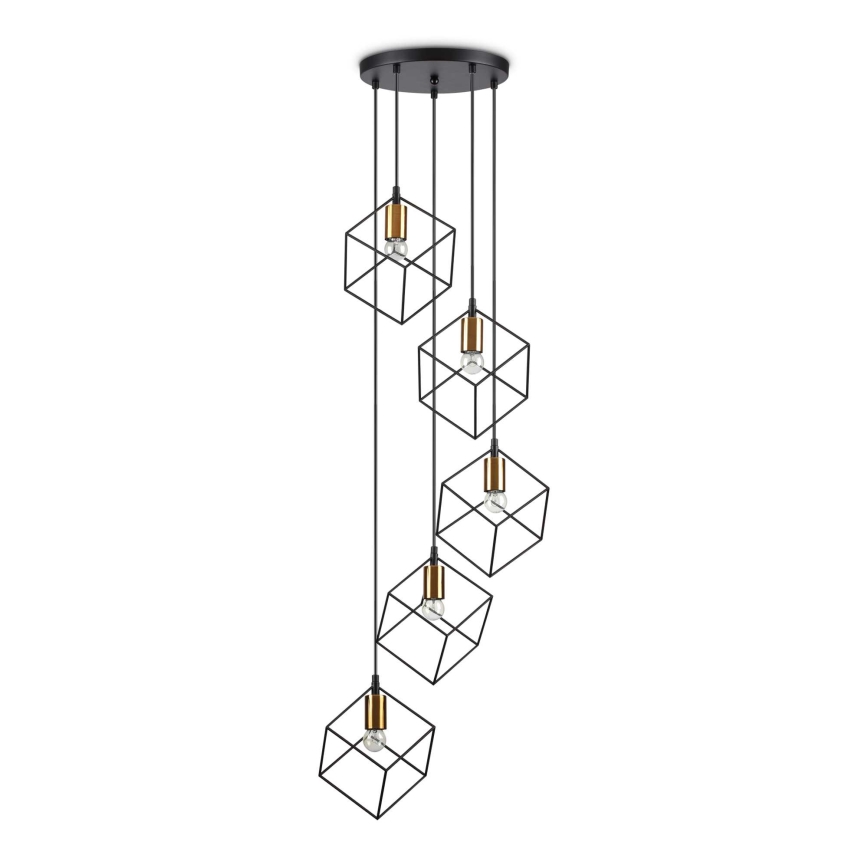Ideal Lux - Luster na sajli ICE 5xE27/60W/230V pr. 50 cm crno
