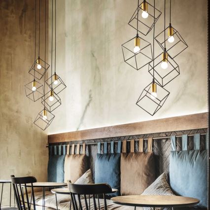 Ideal Lux - Luster na sajli ICE 5xE27/60W/230V pr. 50 cm crno