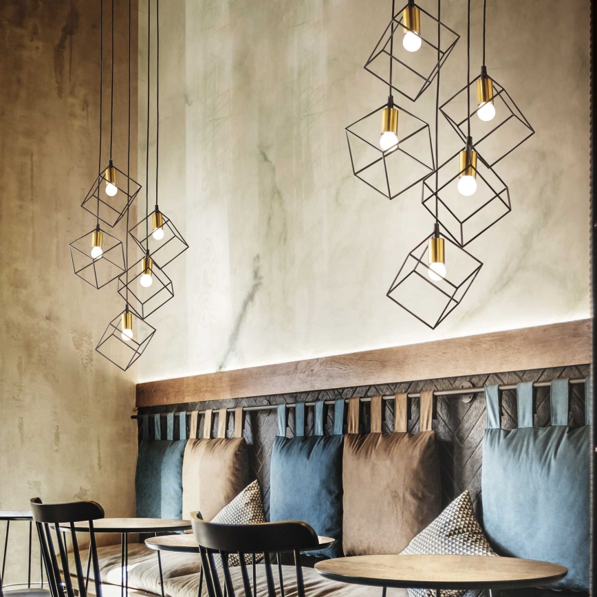 Ideal Lux - Luster na sajli ICE 5xE27/60W/230V pr. 50 cm crno