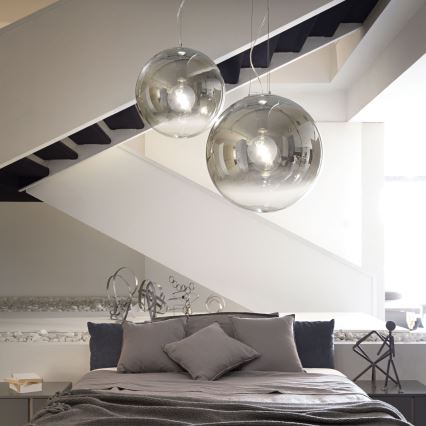 Ideal Lux - Luster na sajli MAPA 1xE27/42W/230V pr. 20 cm sivo/dimno