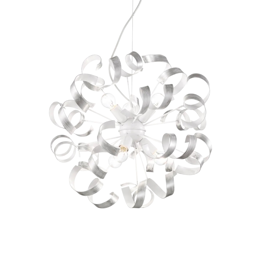 Ideal Lux - Luster na sajli VORTEX 6xE14/40W/230V pr. 53 cm srebrno/patina