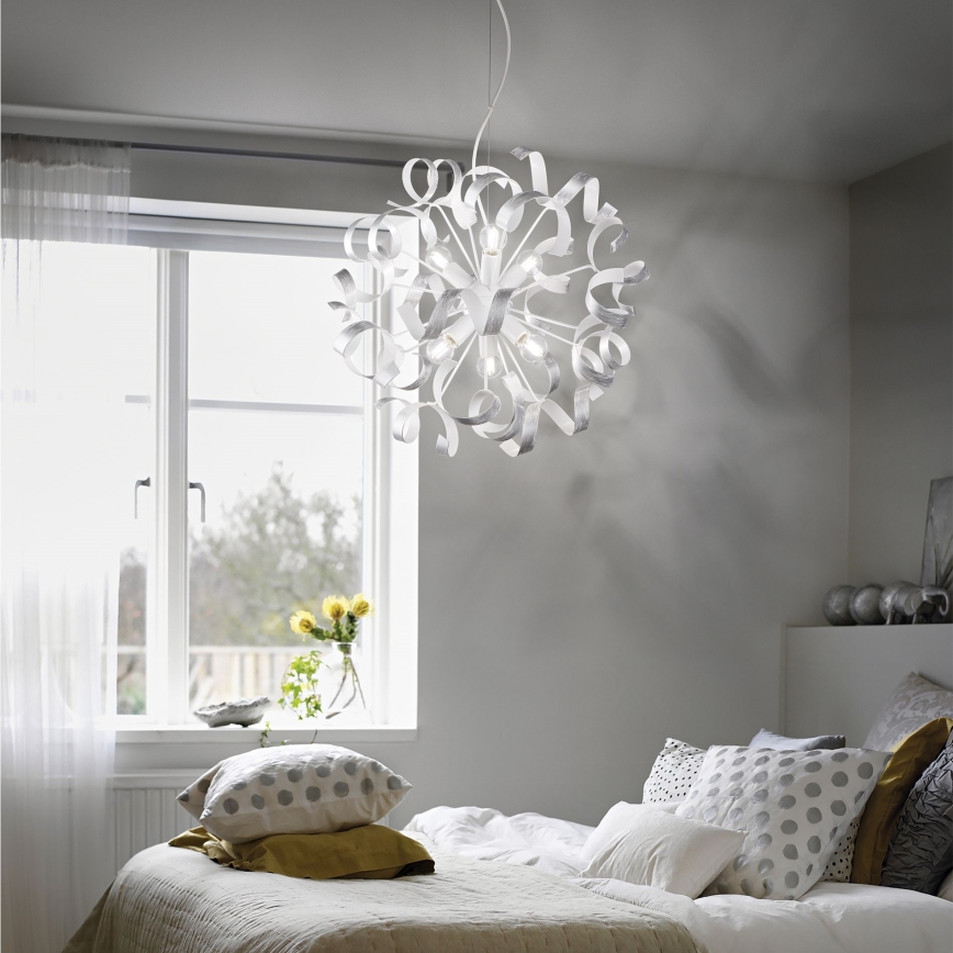 Ideal Lux - Luster na sajli VORTEX 6xE14/40W/230V pr. 53 cm srebrno/patina