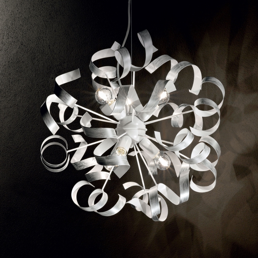 Ideal Lux - Luster na sajli VORTEX 6xE14/40W/230V pr. 53 cm srebrno/patina