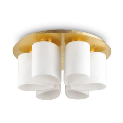 Ideal Lux - Plafonjera DAISY 6xE27/52W/230V pr. 60 cm zlatna/bela
