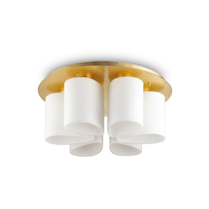 Ideal Lux - Plafonjera DAISY 6xE27/52W/230V pr. 60 cm zlatna/bela