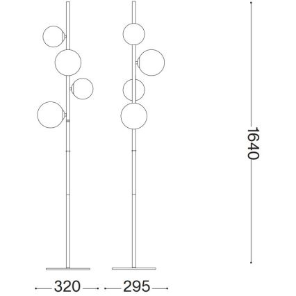 Ideal Lux - Podna LED lampa PERLAGE 4xG9/3W/230V zlatna/bela