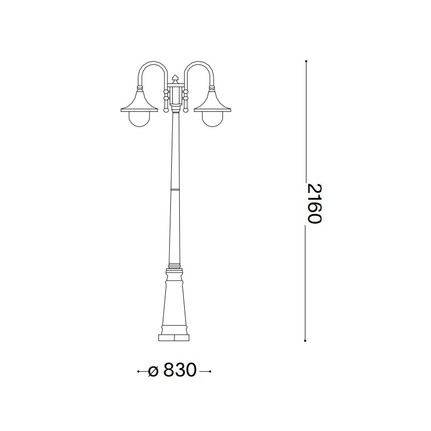 Ideal Lux - Spoljašnja lampa CIMA 2xE27/52W/230V 216 cm IP43 antracit