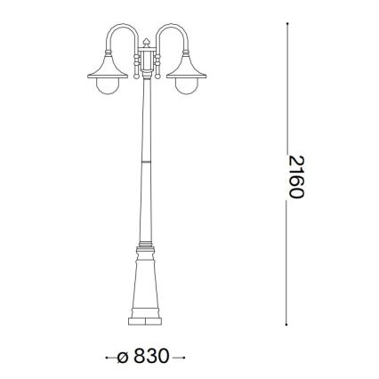 Ideal Lux - Spoljašnja lampa CIMA 2xE27/52W/230V 216 cm IP43 braon
