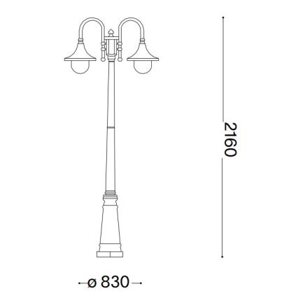 Ideal Lux - Spoljašnja lampa CIMA 2xE27/52W/230V 216 cm IP43 patina