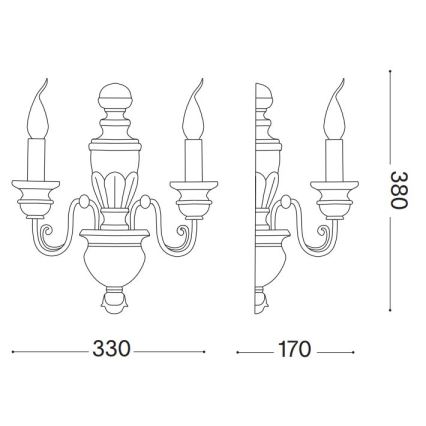 Ideal Lux - Zidna lampa FIRENZE 2xE14/40W/230V bela/zlatna