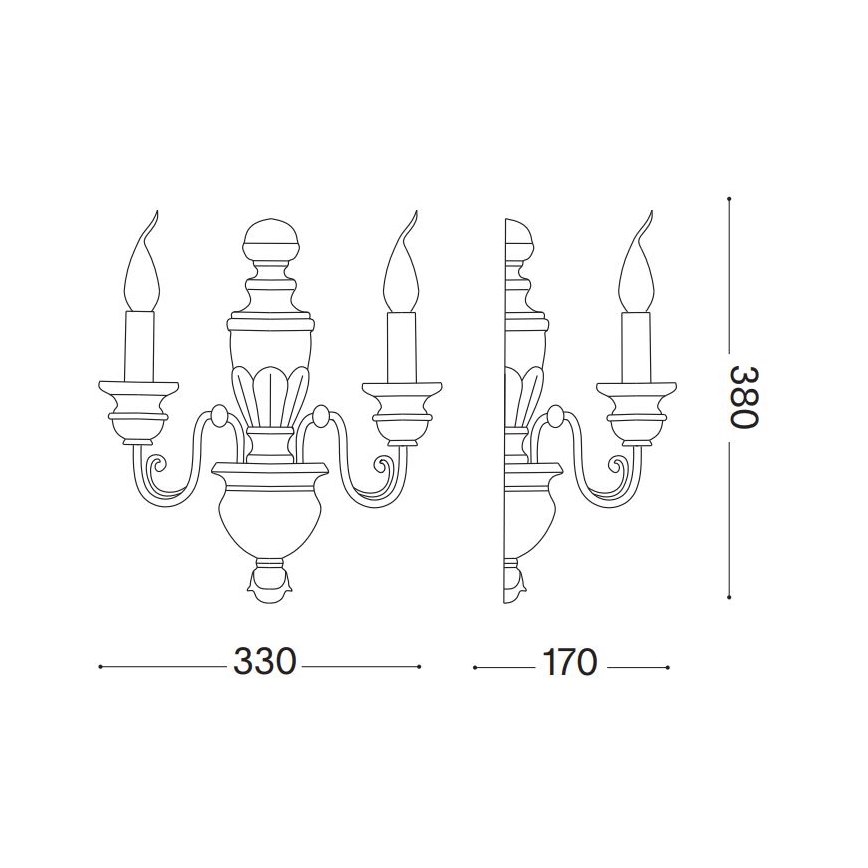 Ideal Lux - Zidna lampa FIRENZE 2xE14/40W/230V bela/zlatna