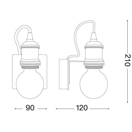 Ideal Lux - Zidna lampa FRIDA 1xE27/60W/230V bakreno