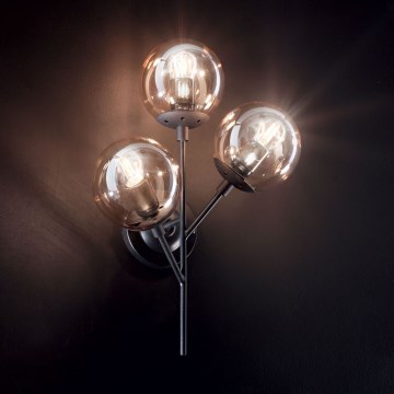 Ideal Lux - Zidna lampa KEPLER 3xE27/42W/230V crno/dimno