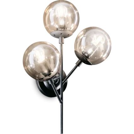 Ideal Lux - Zidna lampa KEPLER 3xE27/42W/230V crno/dimno