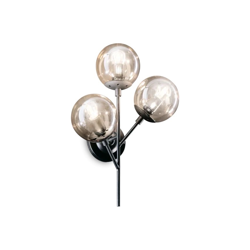 Ideal Lux - Zidna lampa KEPLER 3xE27/42W/230V crno/dimno