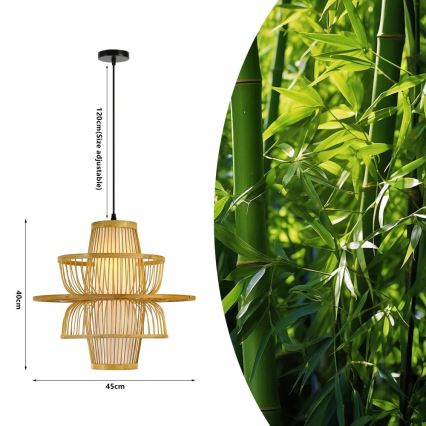 Luster na sajli PINCHOS 1xE27/40W/230V pr. 45 cm bambus
