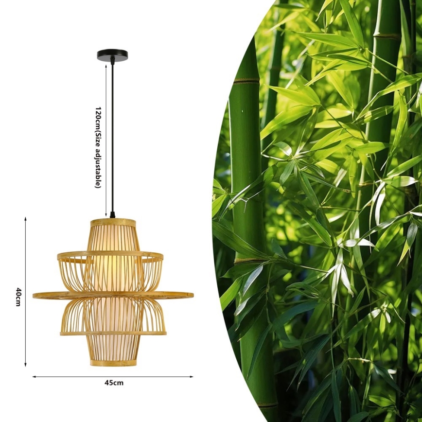 Luster na sajli PINCHOS 1xE27/40W/230V pr. 45 cm bambus