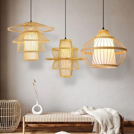 Luster na sajli PINCHOS 1xE27/40W/230V pr. 50 cm bambus