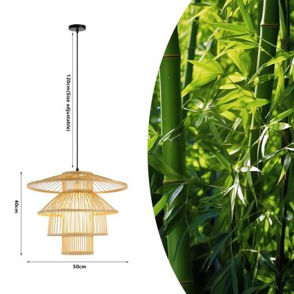 Luster na sajli PINCHOS 1xE27/40W/230V pr. 50 cm bambus