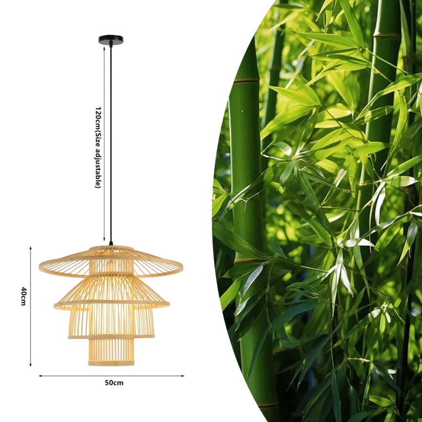 Luster na sajli PINCHOS 1xE27/40W/230V pr. 50 cm bambus