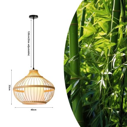 Luster na sajli PINCHOS 1xE27/40W/230V pr. 40 cm bambus