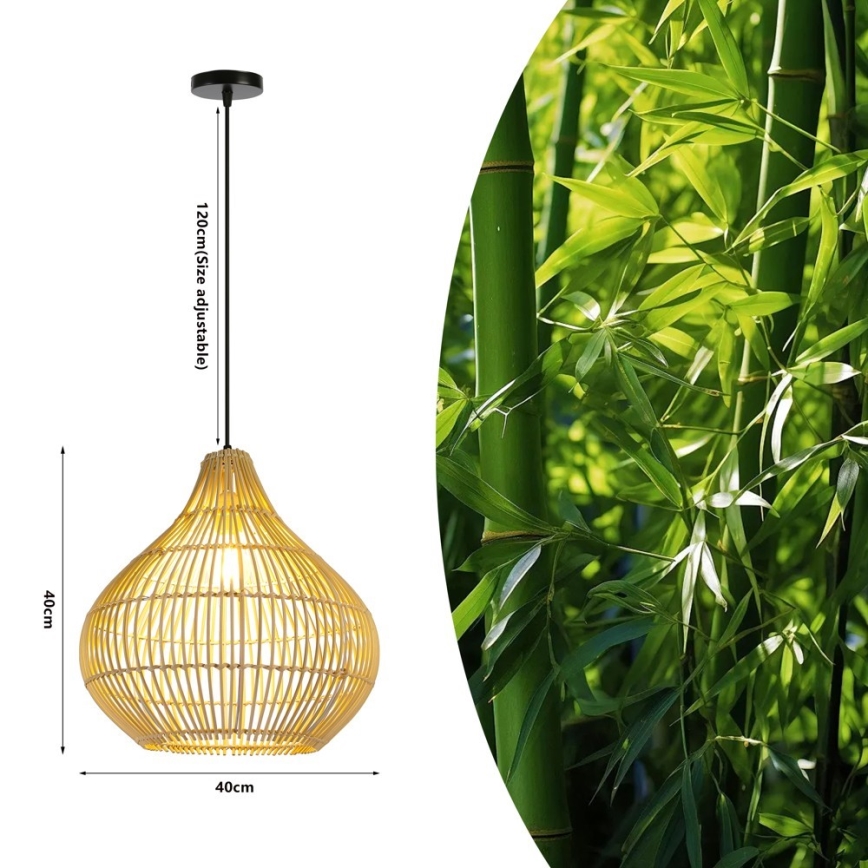 Luster na sajli PELO 1xE27/40W/230V pr. 40 cm ratan