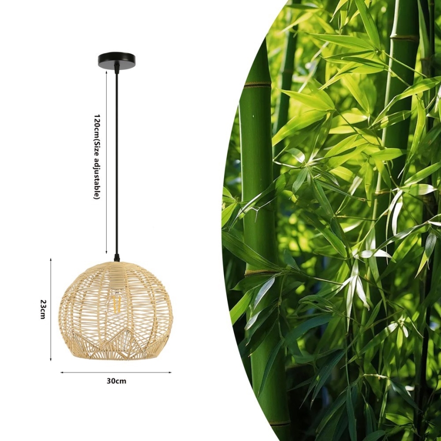 Luster na sajli PELO 1xE27/40W/230V pr. 30 cm ratan